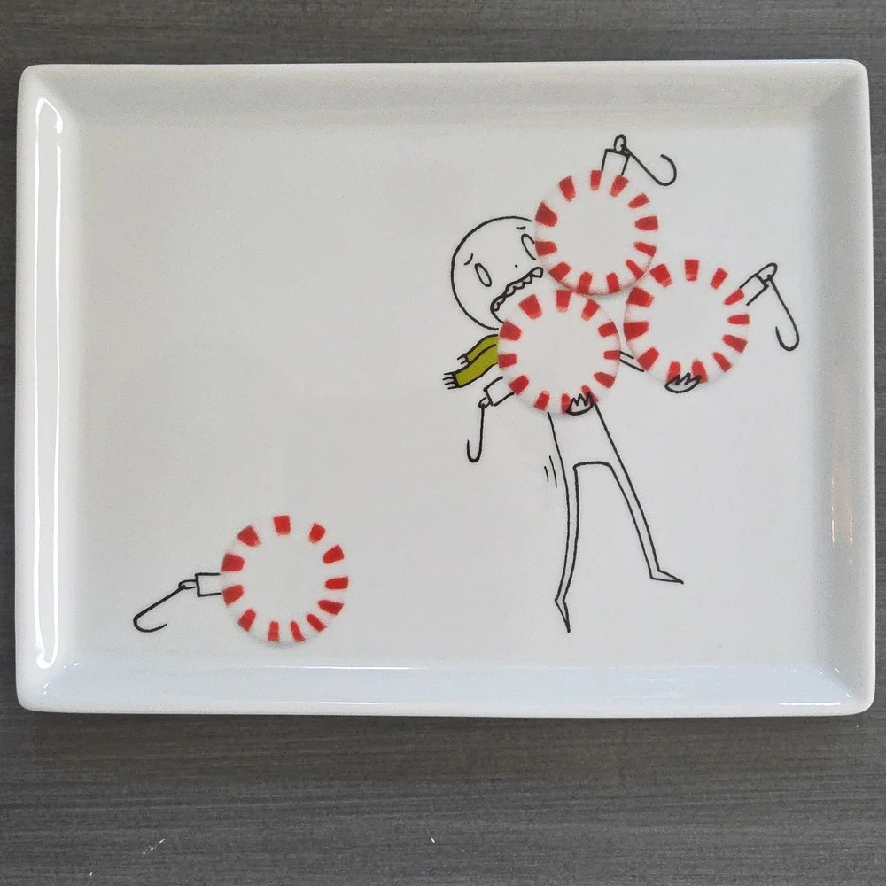 CRATE & BARREL CB2 OLIVER RECTANGLE APPETIZER PLATE CANDY ORNAMENTS 2012